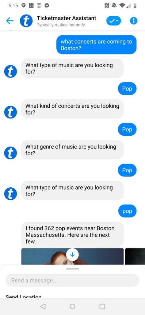 Ticketmaster Chatbot