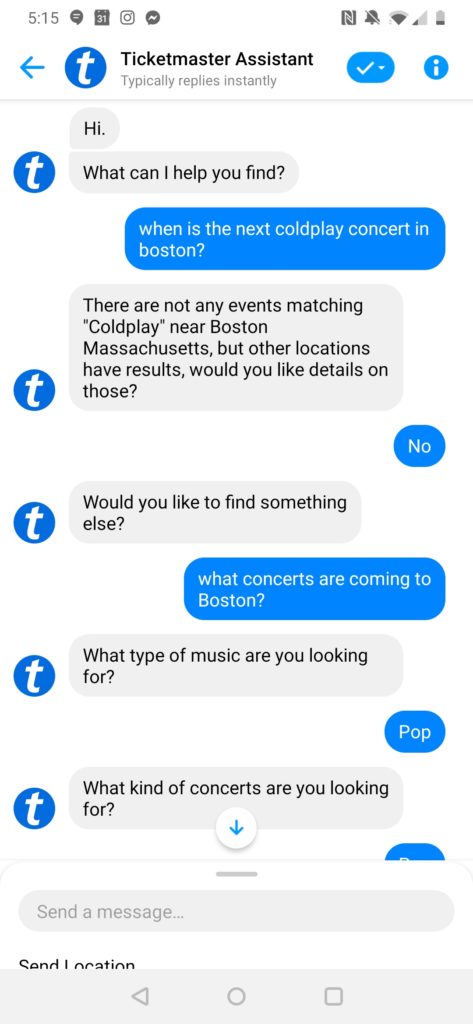 Ticketmaster Chatbot