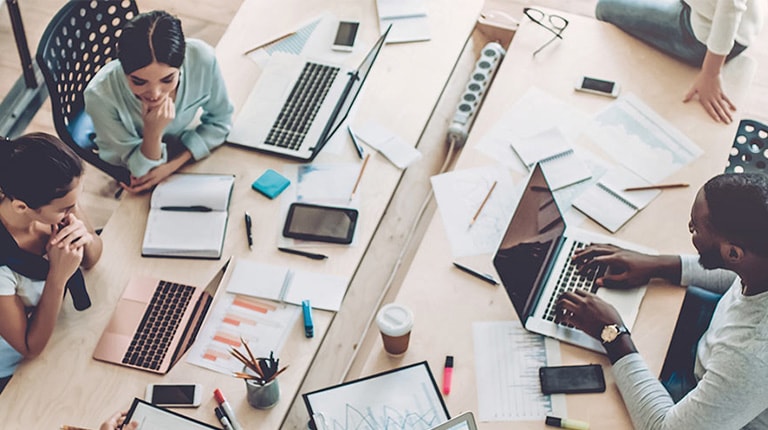 Aerial View of Office Table