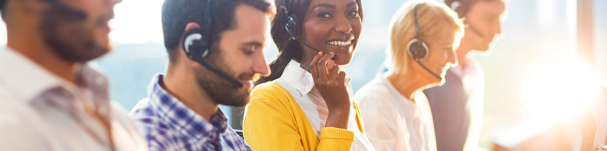 Woman using a headset