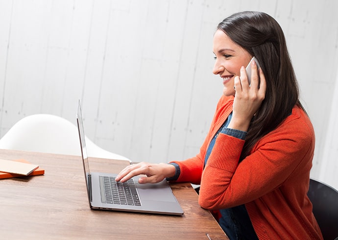 Woman using conversational AI