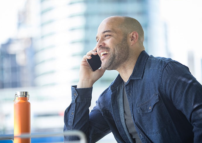 Man Using Self-Service with Intelligent Virtual Assistant